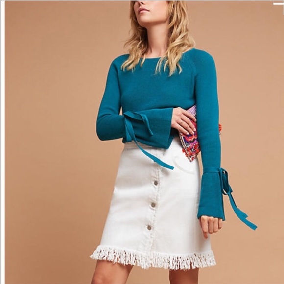 Anthropologie Fluted sleeve pullover sweater sz XS - Picture 1 of 7